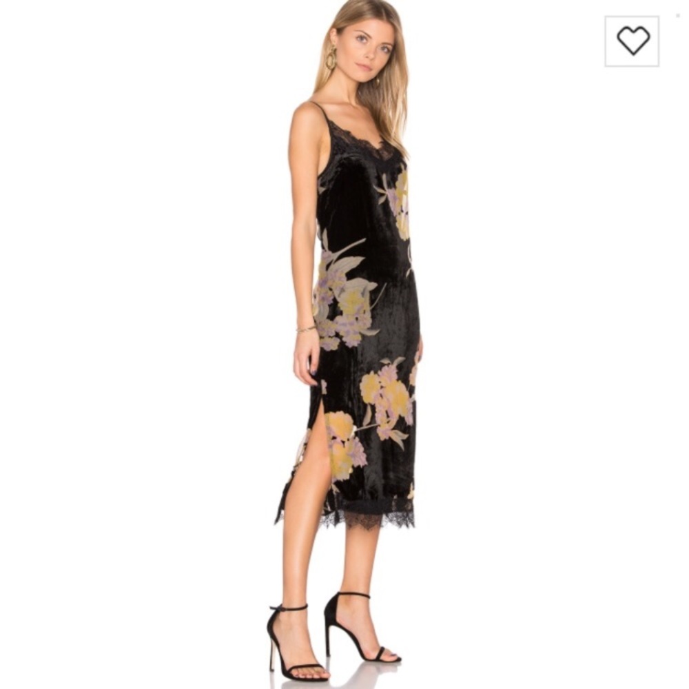 Band of Gypsies Floral Velvet Slip Midi Dress